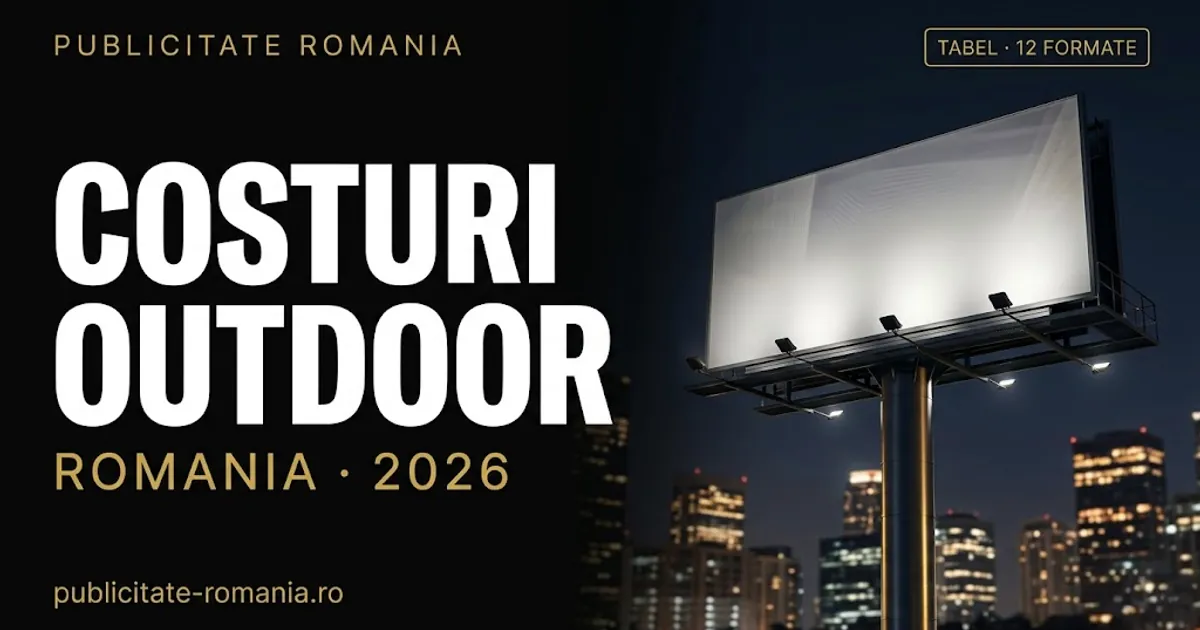 Costuri publicitate outdoor Romania 2026 - tabel formate cu intervale reale