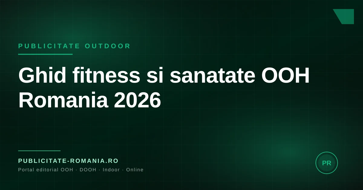 Panou publicitar pentru o sala de sport pe un bulevard rezidential din Romania, 2026
