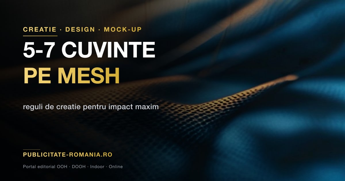 Detaliu macro pe textura panzei tehnice perforate folosite pentru mesh publicitar — perforatiile fine permit transparenta la vant si stabilitate