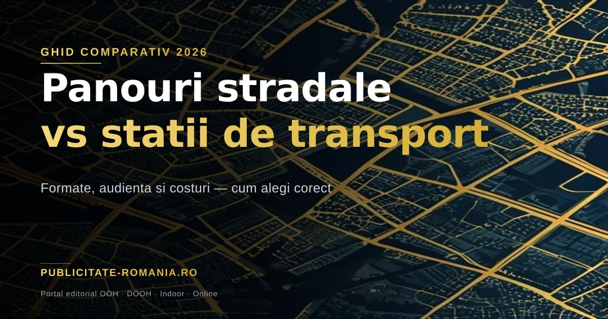 Comparatie panouri stradale versus statii transport publicitate OOH 2026