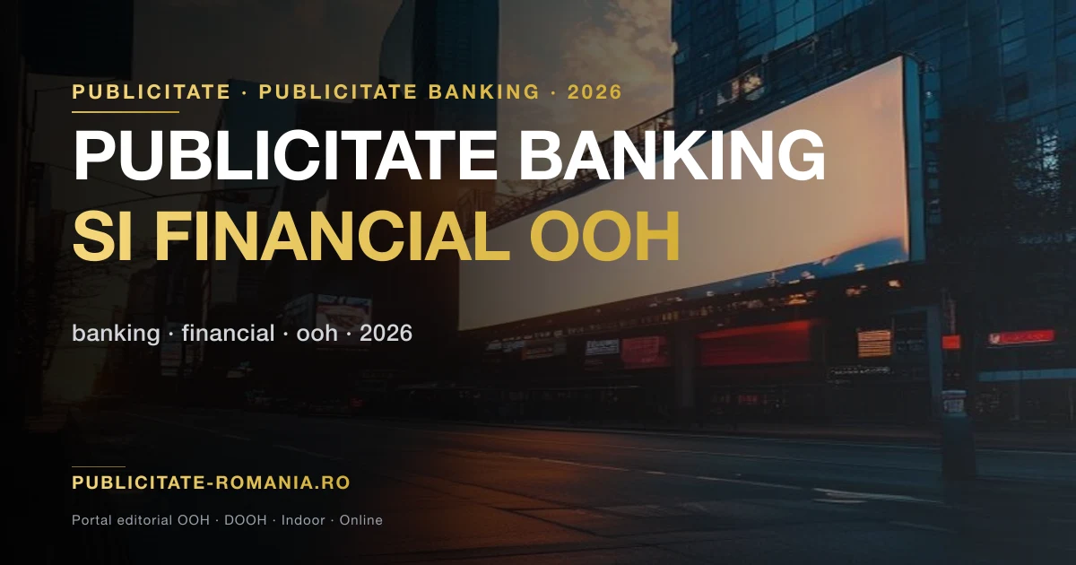 Panou publicitar banking si financial in centrul unui oras mare din Romania
