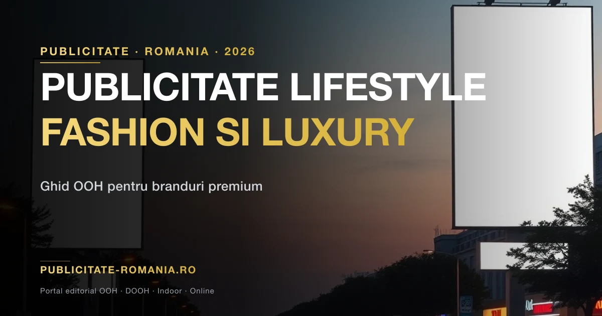 Panou backlit cu vizual de moda pe un bulevard central din Bucuresti, seara