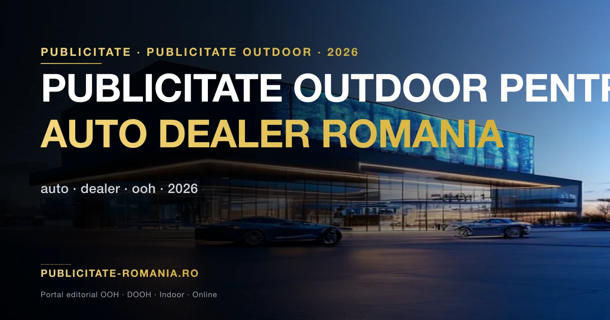 Panou publicitar mare pe autostrada cu reclama pentru dealer auto Romania