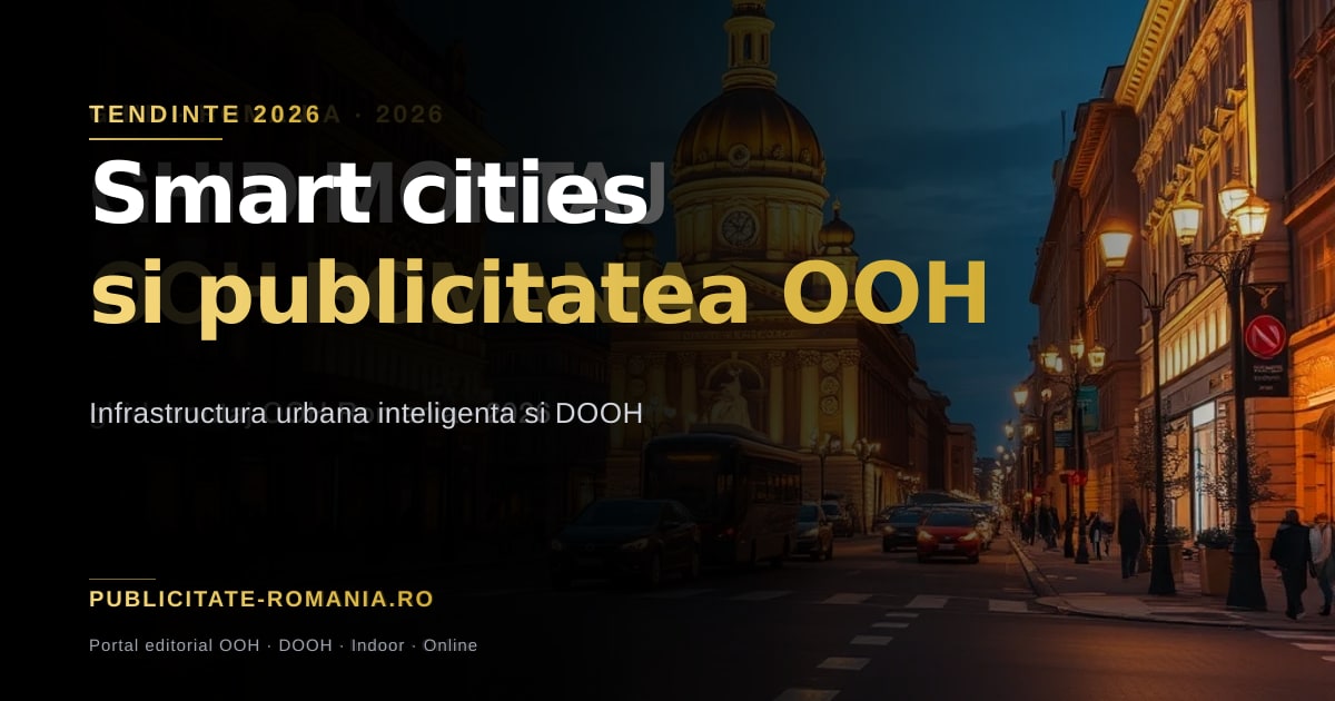 Smart cities si publicitate OOH in Romania 2026 — digitalizare urbana si ecrane DOOH